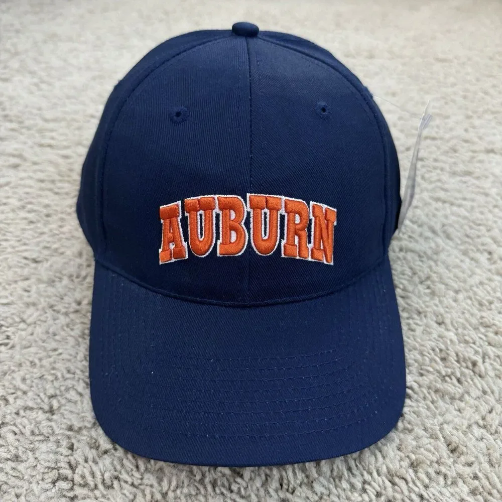 Auburn Tigers Hat Blue Orange Arched Spellout Strapback NCAA War Eagle‎ Cap NWT